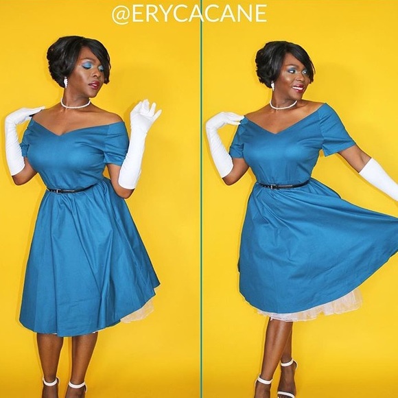 Women 1950s V-Neck Vintage Rockabilly Swing  Dress with Pockets (XXL) - Picture 4 of 9